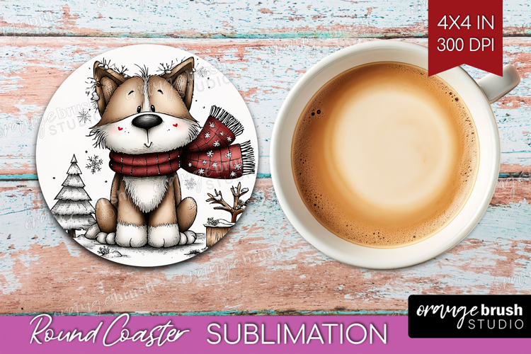 Whimsical Christmas Round Coaster - Cute Animal Coaster PNG