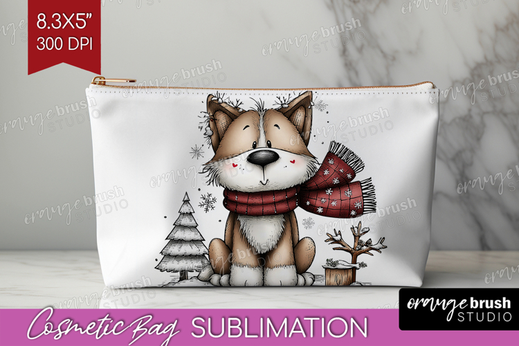 Whimsical Christmas Cosmetic Bag - Cute Animal Makeup Bag