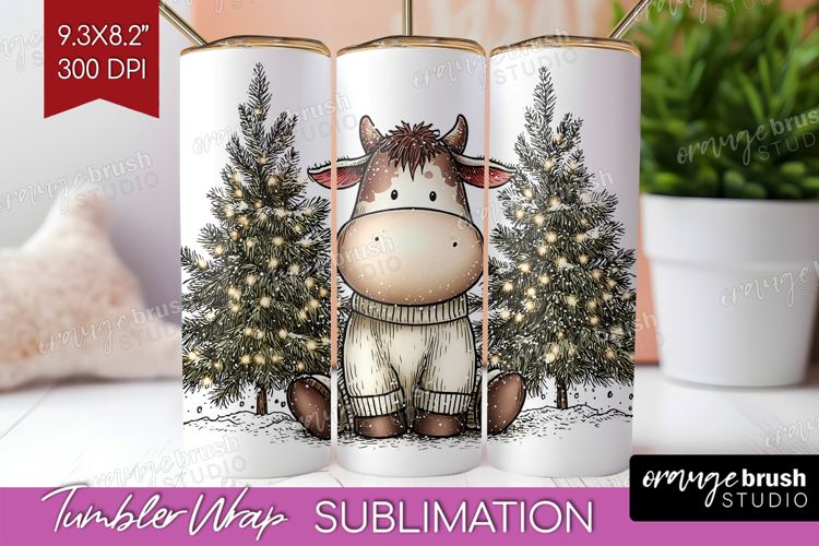 Whimsical Christmas Tumbler Wrap - Cute Animal Tumbler PNG