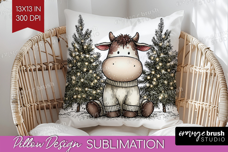 Whimsical Christmas Pillow Sublimation - Cute Animal Pillow