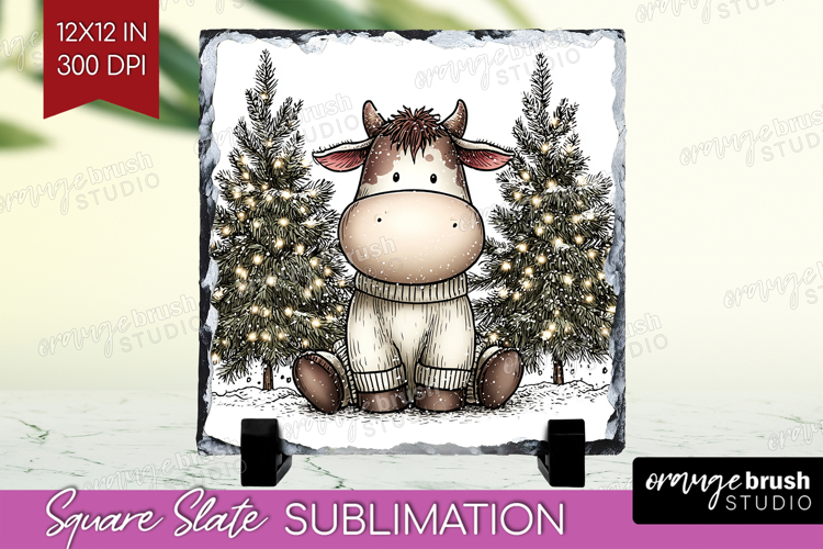 Whimsical Christmas Slate PNG - Cute Animal Square Slate