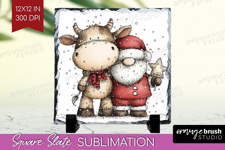 Whimsical Christmas Slate PNG - Cute Animal Square Slate example image 1