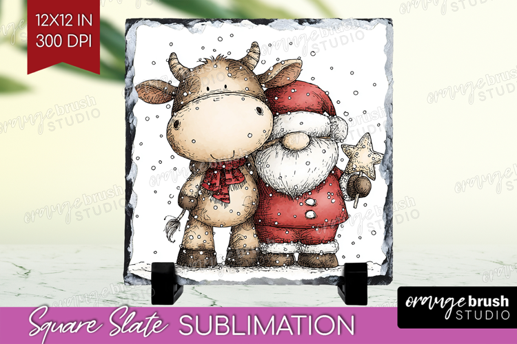 Whimsical Christmas Slate PNG - Cute Animal Square Slate