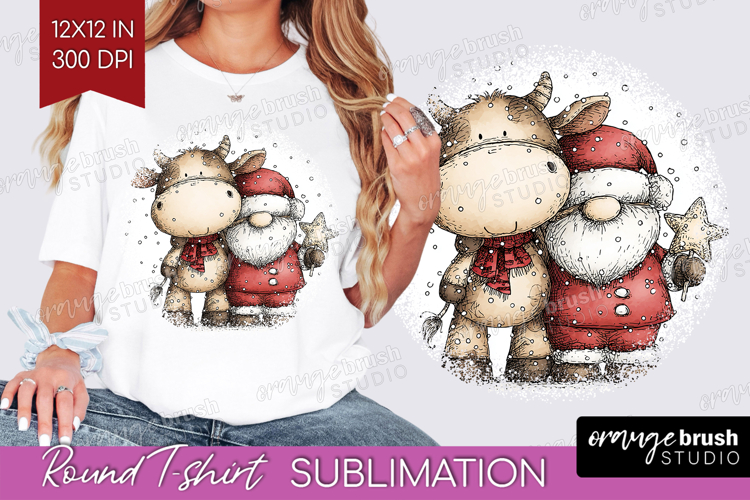 Whimsical Christmas Round Tshirt Background - Cute Animal