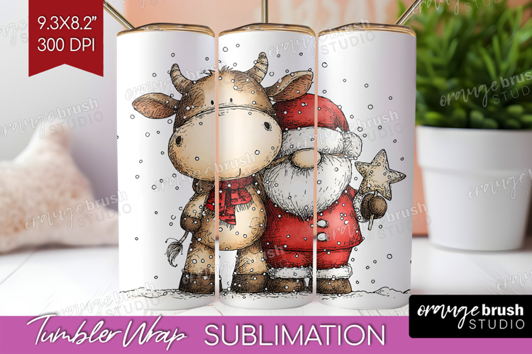 Whimsical Christmas Tumbler Wrap - Cute Animal Tumbler PNG