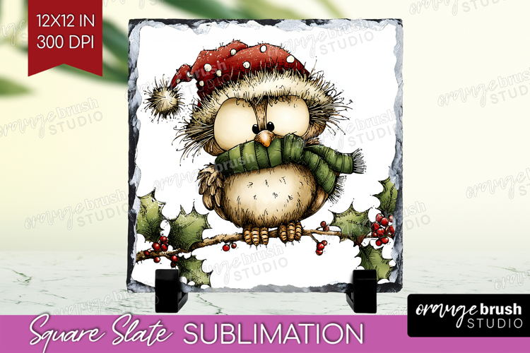 Whimsical Christmas Slate PNG - Cute Animal Square Slate