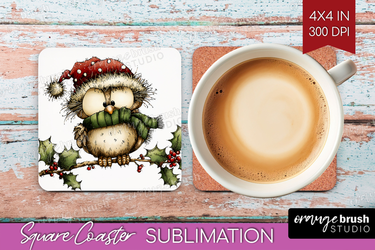 Whimsical Christmas Square Coaster - Cute Animal Coaster PNG