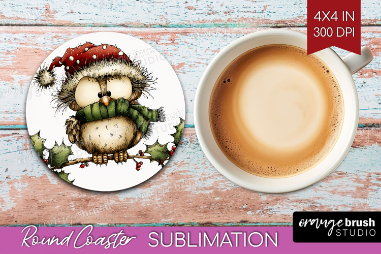 Whimsical Christmas Round Coaster - Cute Animal Coaster PNG
