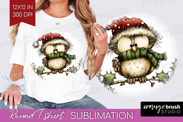 Whimsical Christmas Round Tshirt Background - Cute Animal