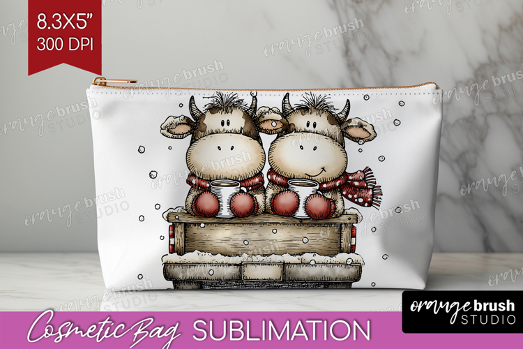 Whimsical Christmas Cosmetic Bag - Cute Animal Makeup Bag