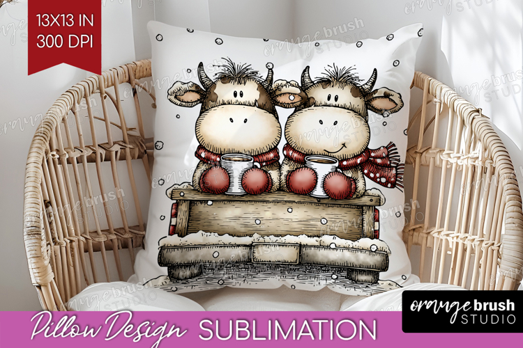 Whimsical Christmas Pillow Sublimation - Cute Animal Pillow