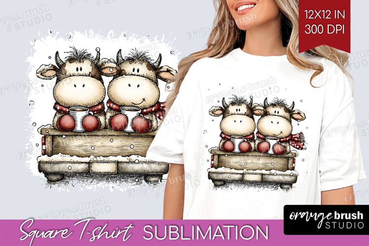 Whimsical Christmas Square Tshirt Background - Cute Animal