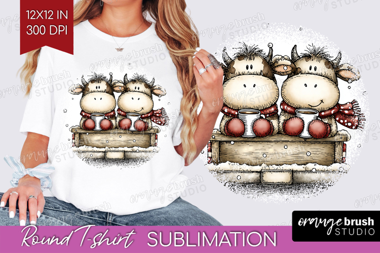 Whimsical Christmas Round Tshirt Background - Cute Animal