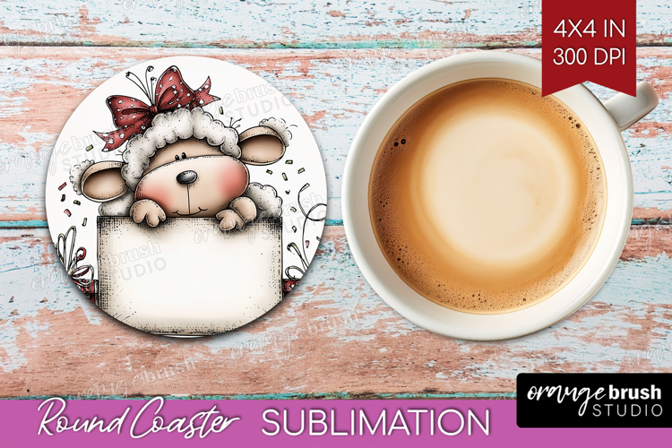 Whimsical Christmas Round Coaster - Cute Animal Coaster PNG