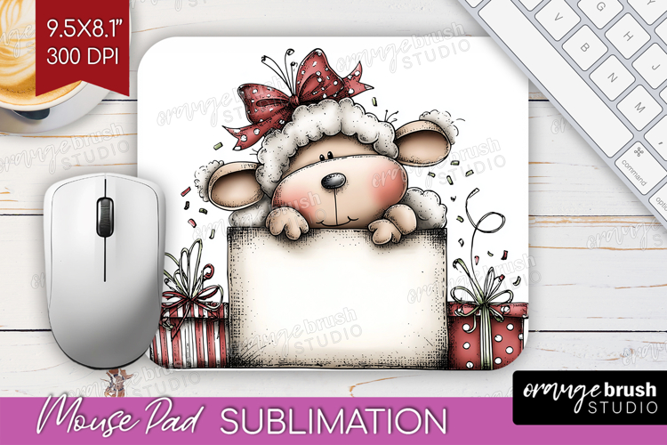 Whimsical Christmas Mouse Pad Sublimation - Cute Animal PNG