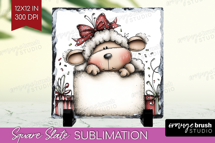 Whimsical Christmas Slate PNG - Cute Animal Square Slate