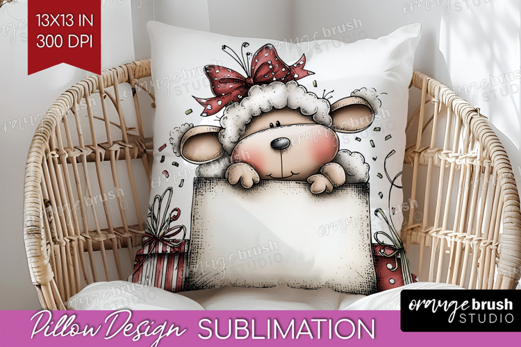 Whimsical Christmas Pillow Sublimation - Cute Animal Pillow