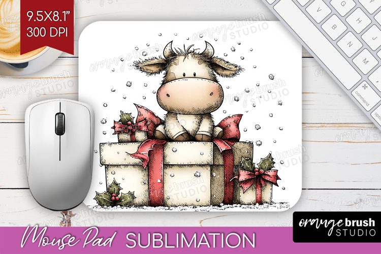 Whimsical Christmas Mouse Pad Sublimation - Cute Animal PNG