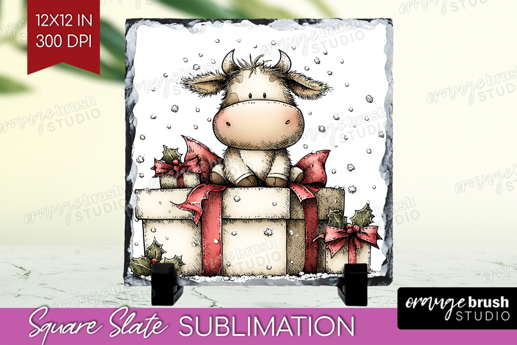 Whimsical Christmas Slate PNG - Cute Animal Square Slate