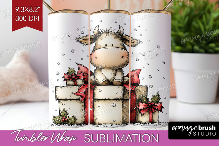 Whimsical Christmas Tumbler Wrap - Cute Animal Tumbler PNG