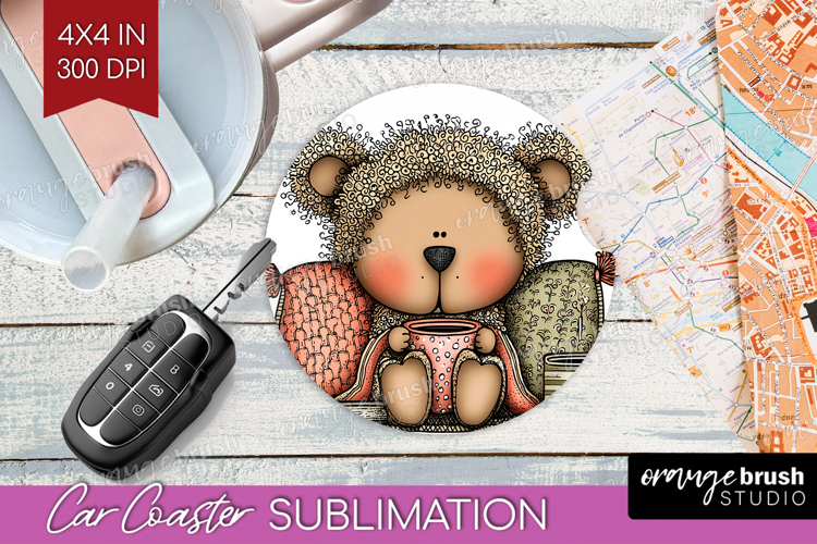 Whimsical Christmas Car Coaster - Cute Animal Coaster PNG