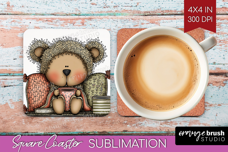 Whimsical Christmas Square Coaster - Cute Animal Coaster PNG