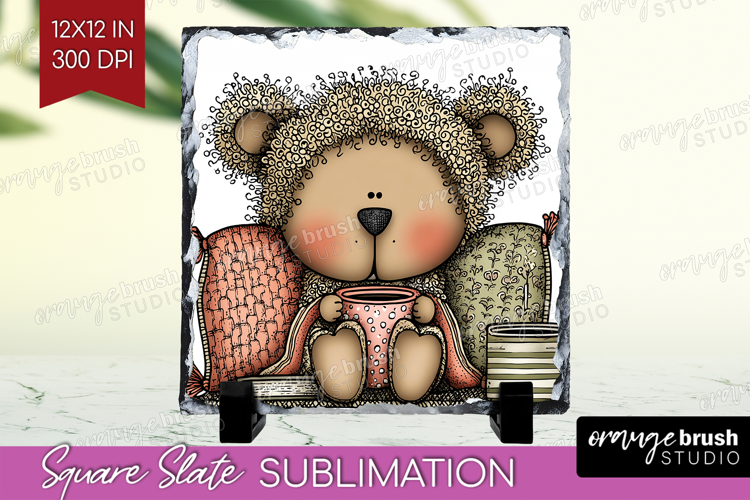 Whimsical Christmas Slate PNG - Cute Animal Square Slate