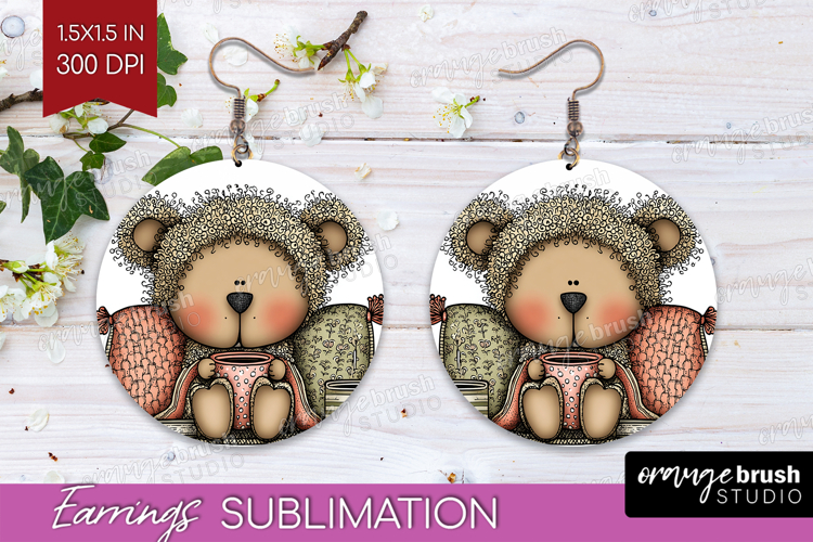 Whimsical Christmas Round Earrings - Cute Animal PNG