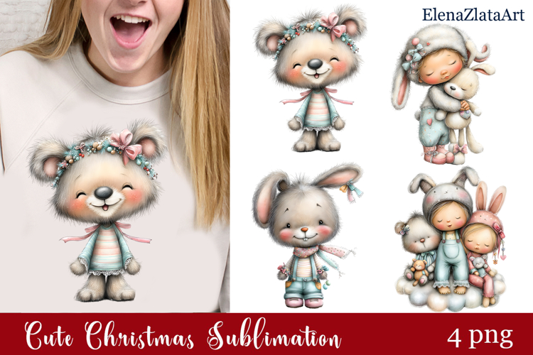 Whimsical Christmas clipart. Winter clipart Sublimation