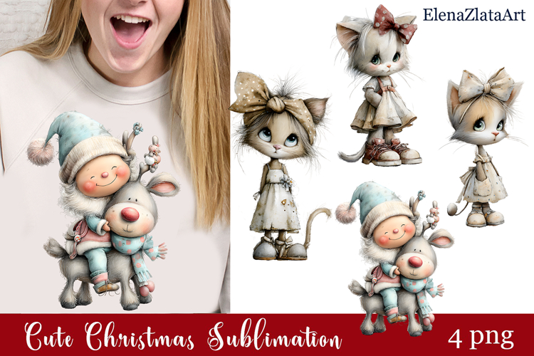 Whimsical Christmas clipart. Winter clipart Sublimation