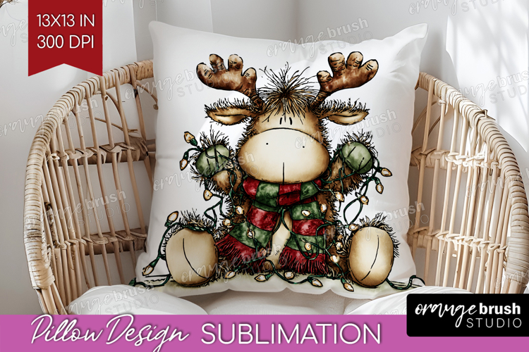 Whimsical Christmas Pillow Sublimation - Cute Animal Pillow