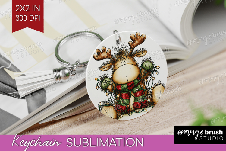 Whimsical Christmas Keychain PNG - Cute Animal Keychain