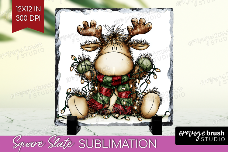 Whimsical Christmas Slate PNG - Cute Animal Square Slate