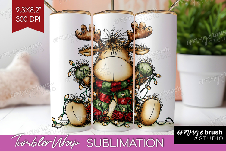 Whimsical Christmas Tumbler Wrap - Cute Animal Tumbler PNG