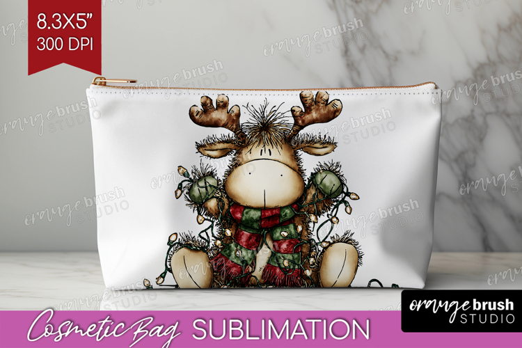 Whimsical Christmas Cosmetic Bag - Cute Animal Makeup Bag