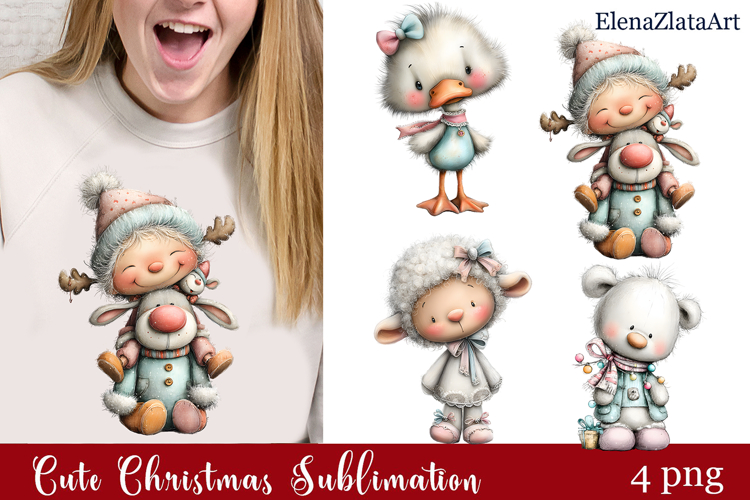 Whimsical Christmas clipart. Winter clipart Sublimation