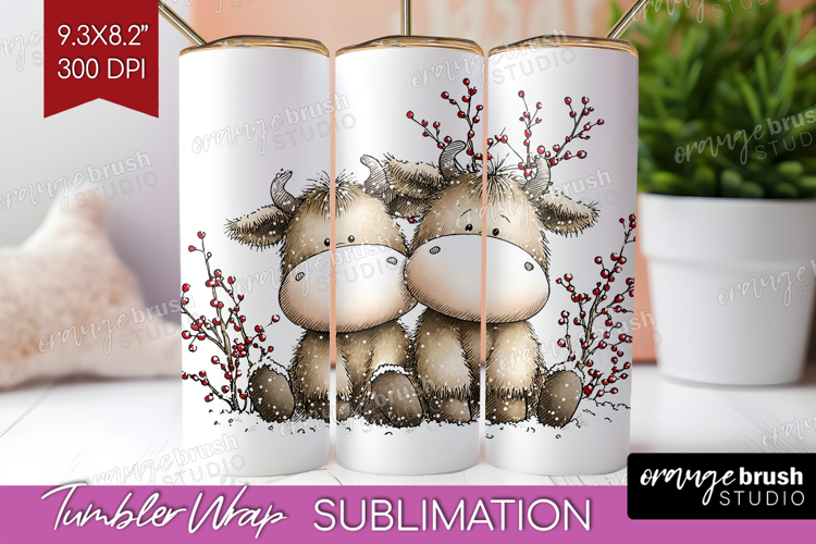 Whimsical Christmas Tumbler Wrap - Cute Animal Tumbler PNG
