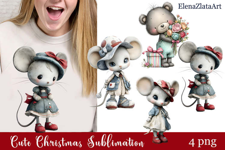 Whimsical Christmas clipart. Winter clipart Sublimation