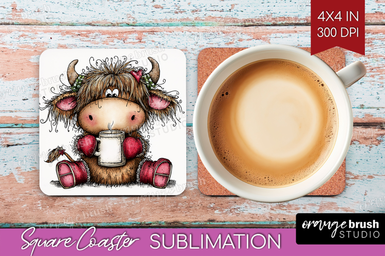 Whimsical Christmas Square Coaster - Cute Animal Coaster PNG