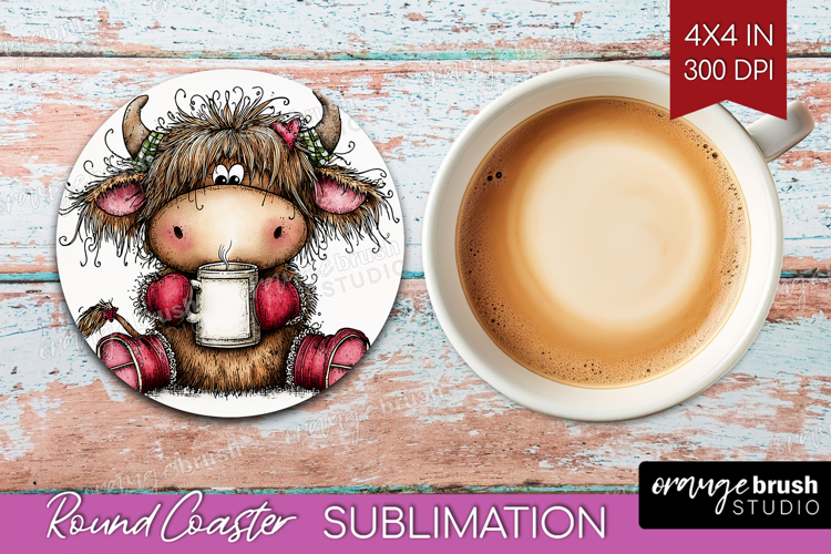 Whimsical Christmas Round Coaster - Cute Animal Coaster PNG