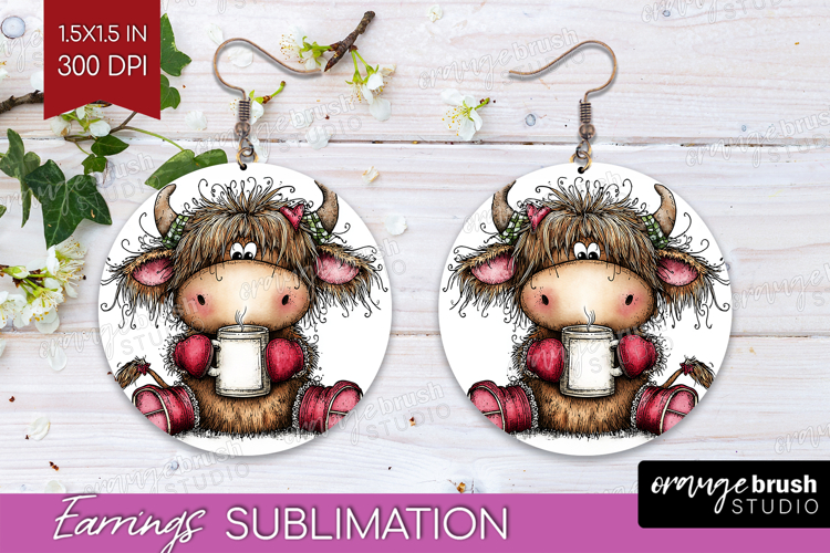 Whimsical Christmas Round Earrings - Cute Animal PNG