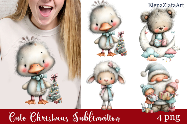 Whimsical Christmas clipart. Winter clipart Sublimation