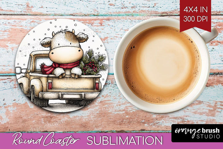 Whimsical Christmas Round Coaster - Cute Animal Coaster PNG