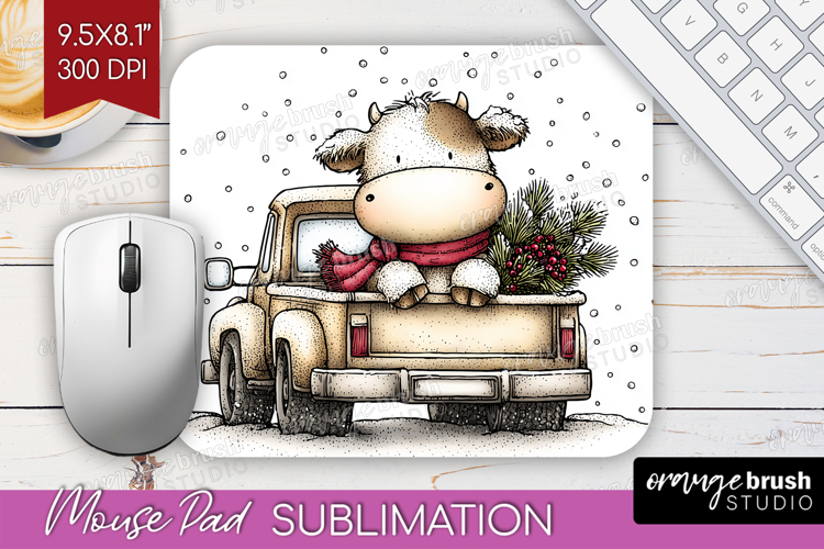 Whimsical Christmas Mouse Pad Sublimation - Cute Animal PNG