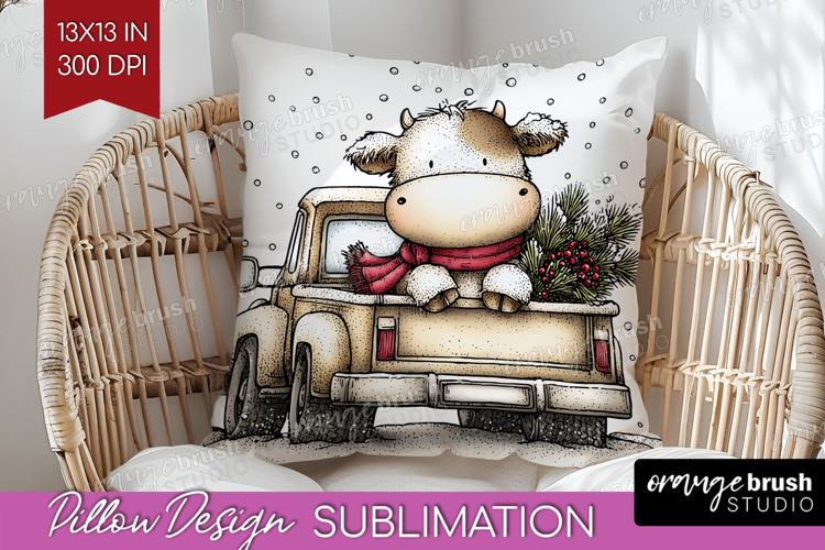 Whimsical Christmas Pillow Sublimation - Cute Animal Pillow