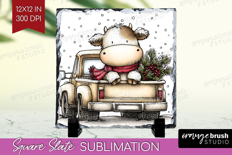 Whimsical Christmas Slate PNG - Cute Animal Square Slate