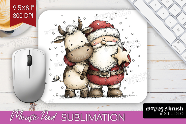 Whimsical Christmas Mouse Pad Sublimation - Cute Animal PNG