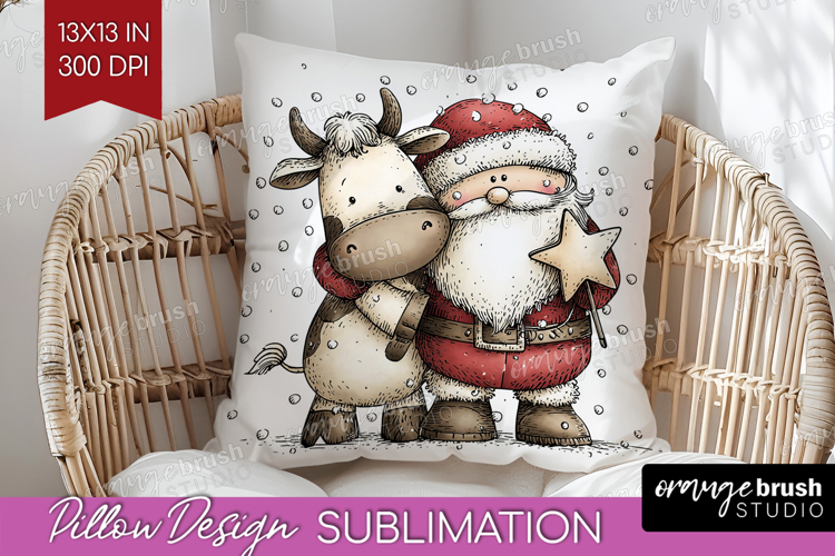 Whimsical Christmas Pillow Sublimation - Cute Animal Pillow