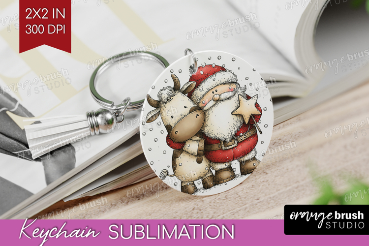 Whimsical Christmas Keychain PNG - Cute Animal Keychain