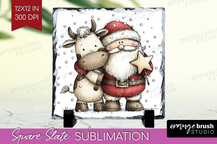 Whimsical Christmas Slate PNG - Cute Animal Square Slate